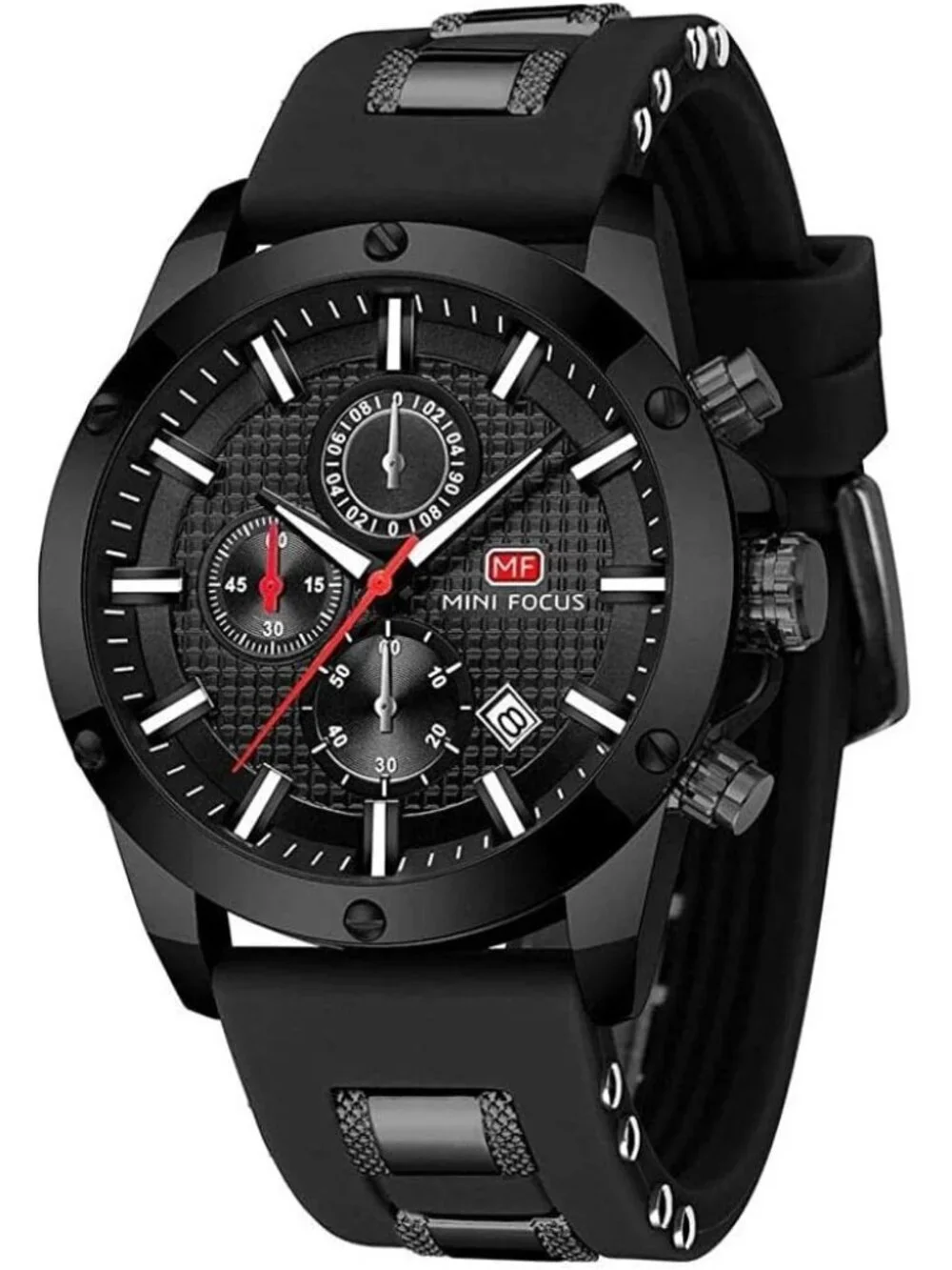 Mens Black Analog Quartz Waterproof Chronograph Classic Stylish Casual Watch